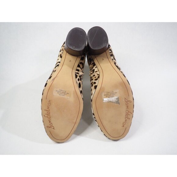 Sam Edelman Tan Animal Print Dyed Cow Fur Corra Ankle Boots W/ Block Heel, Sz 8 - Picture 7 of 13